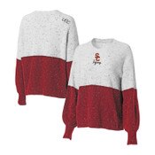 USC Trojan Women's White SC Interlock Colorblock Sweater